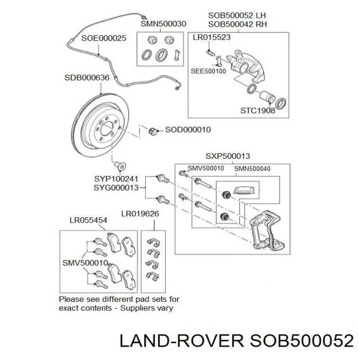 SOB500052 Land Rover суппорт тормозной задний левый