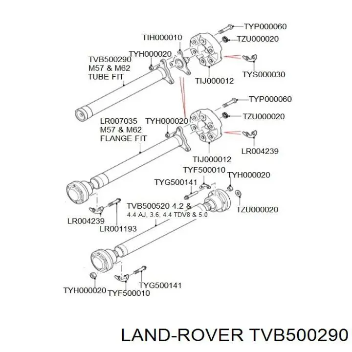 Вал карданный к переднему мосту Land Rover TVB500290 цена, от 184.63 USD