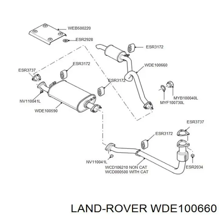 WDE100660 Land Rover глушитель, задняя часть