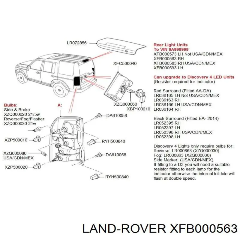 Фонарь задний правый Land Rover XFB000563 цена, от 110.05 USD