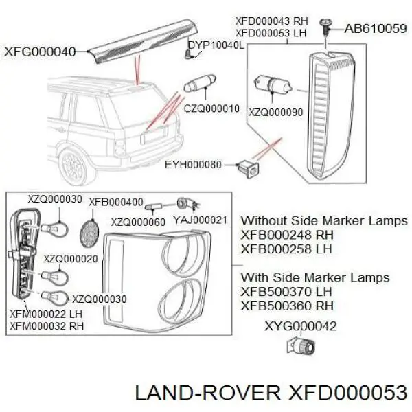 Фонарь заднего хода левый на Land Rover Range Rover III 