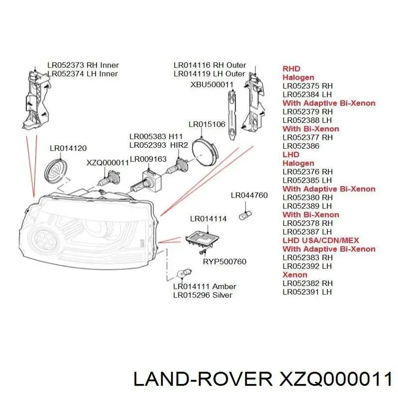 Купить XZQ000011 Land Rover Лампочка галогенная
