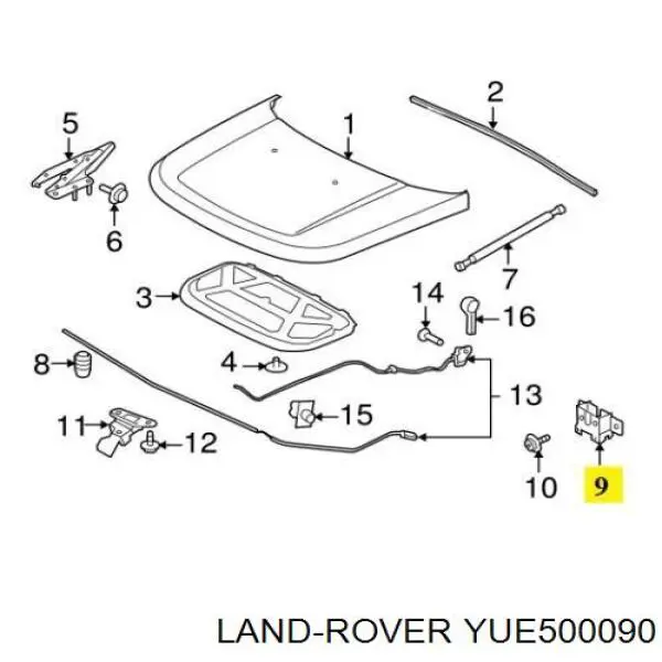 Замок капота LAND ROVER YUE500090