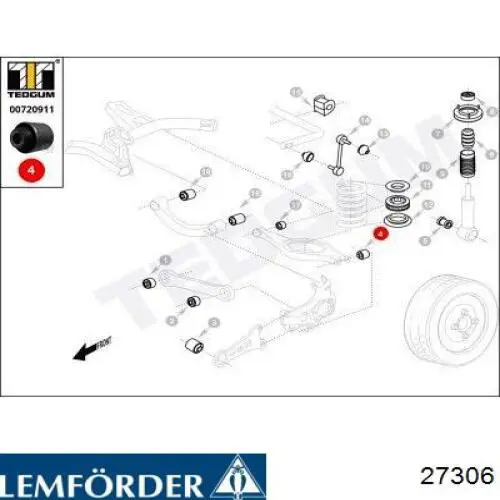 Сайлентблок цапфы задней 27306 Lemforder