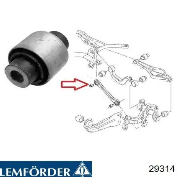29314 Lemforder Полиуретановый сайлентблок заднего верхнего рычага