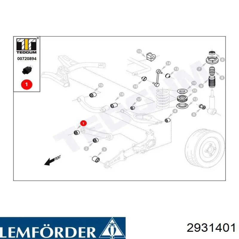 Сайлентблок заднего верхнего рычага 2931401 Lemforder