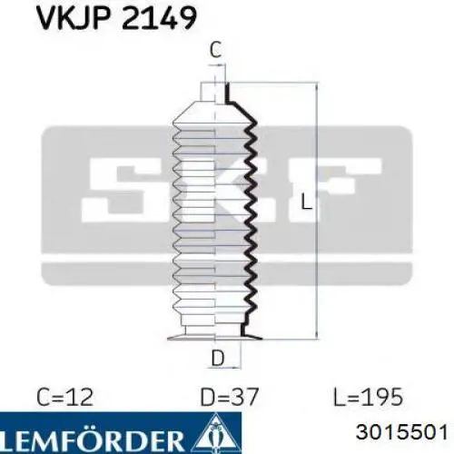 Пыльник рулевой рейки 3015501 Lemforder