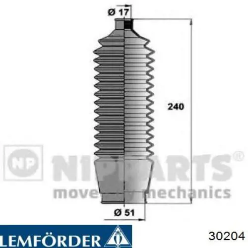 Пыльник рулевого механизма (рейки) правый 30204 Lemforder