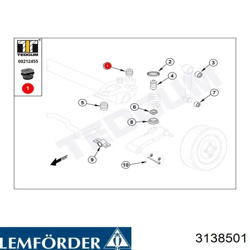 Купить 3138501 Lemforder Сайлентблок задней балки