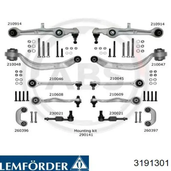 Купить 3191301 Lemforder Комплект рычагов передней подвески