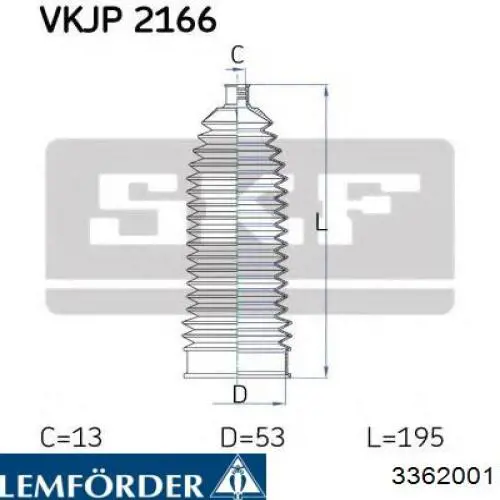 3362001 Lemforder Пыльник рулевой тяги
