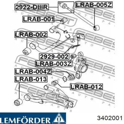 Полиуретановый сайлентблок заднего нижнего рычага Lemforder 3402001 цена, от 11.35 USD