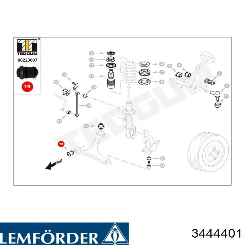 Сайлентблок переднего нижнего рычага Lemforder 3444401