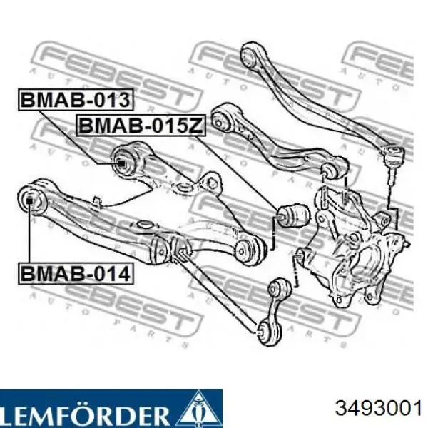 Suspensión, brazo oscilante trasero inferior 3493001 Lemforder