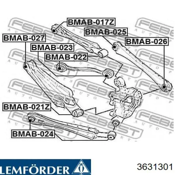 Сайлентблок заднего верхнего рычага Lemforder 3631301 цена, от 10.37 USD