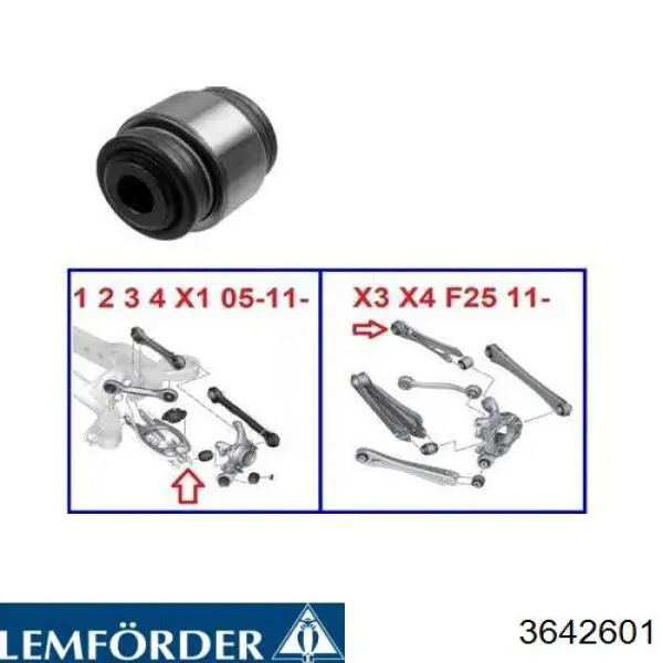 Сайлентблок заднего поперечного рычага наружный 3642601 Lemforder