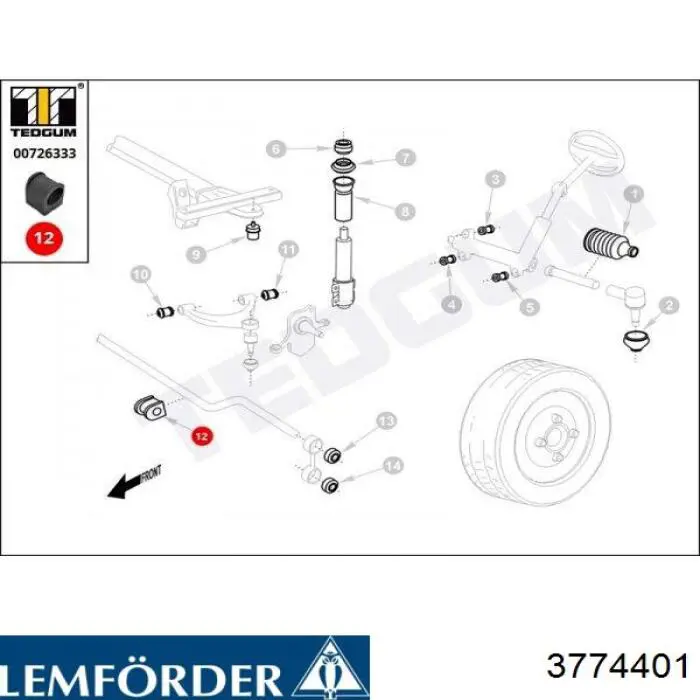 Втулка переднего стабилизатора Lemforder 3774401 цена, от 1.41 USD