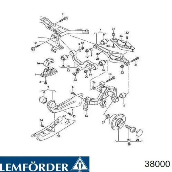 Купить 38000 Lemforder Болт крепления заднего нижнего рычага