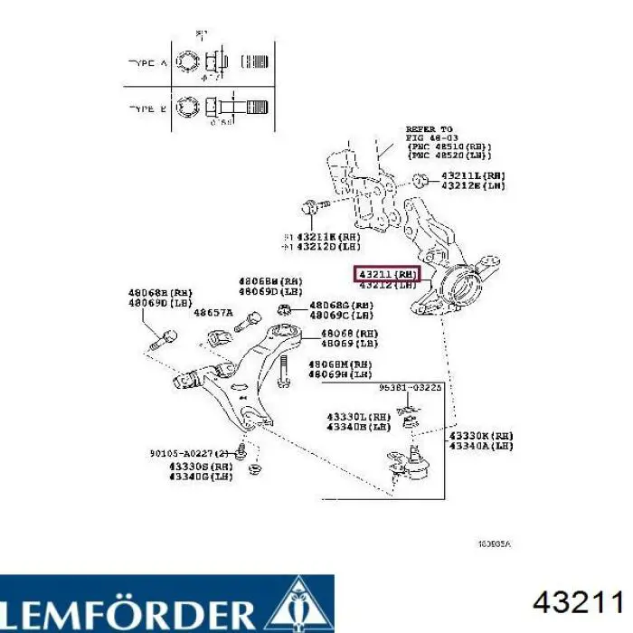 43211 Lemforder Палец шаровой нижний