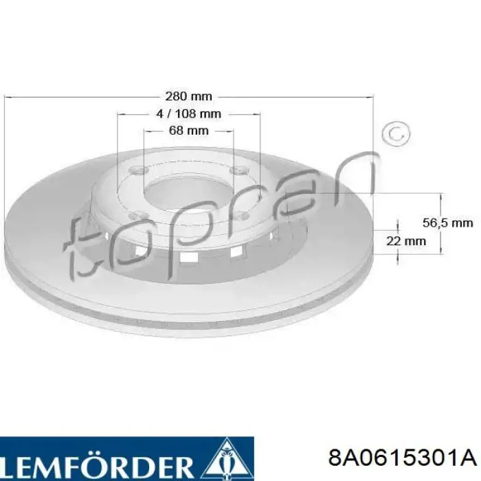 8A0615301A Lemforder Диск тормозной передний