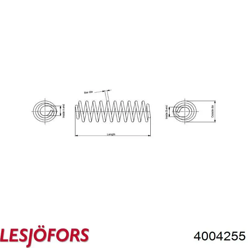 Пружина амортизатора передняя Lesjofors 4004255 цена, от 31.10 USD