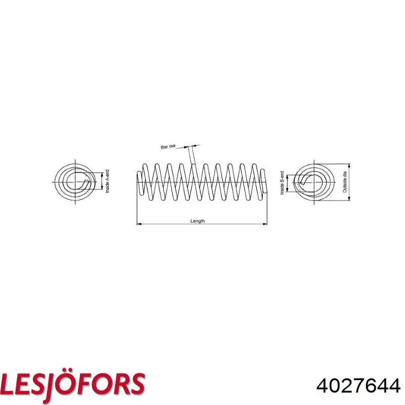 Пружина амортизатора передняя Lesjofors 4027644 цена, от 36.41 USD