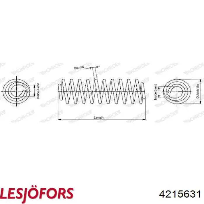 Muelle de suspensión eje trasero 4215631 Lesjofors