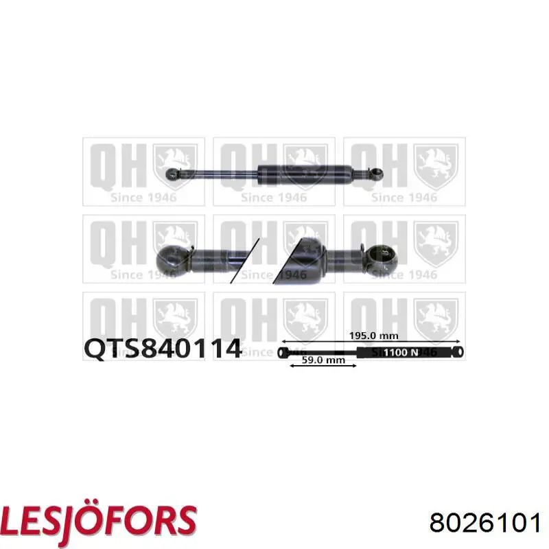 Опора капота левая Lesjofors 8026101 цена, от 32.99 USD