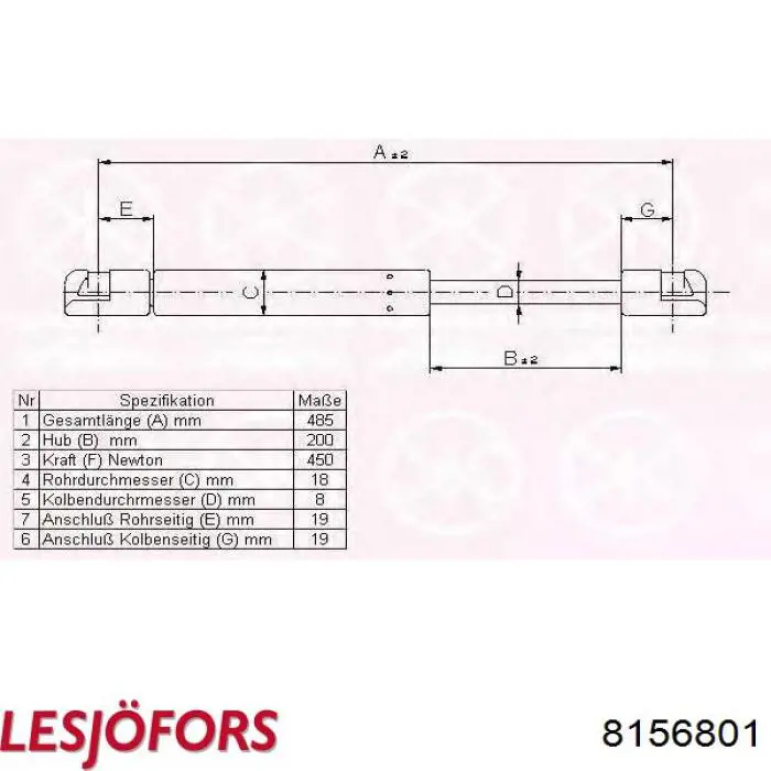 Купить 8156801 Lesjofors Амортизатор двери багажника
