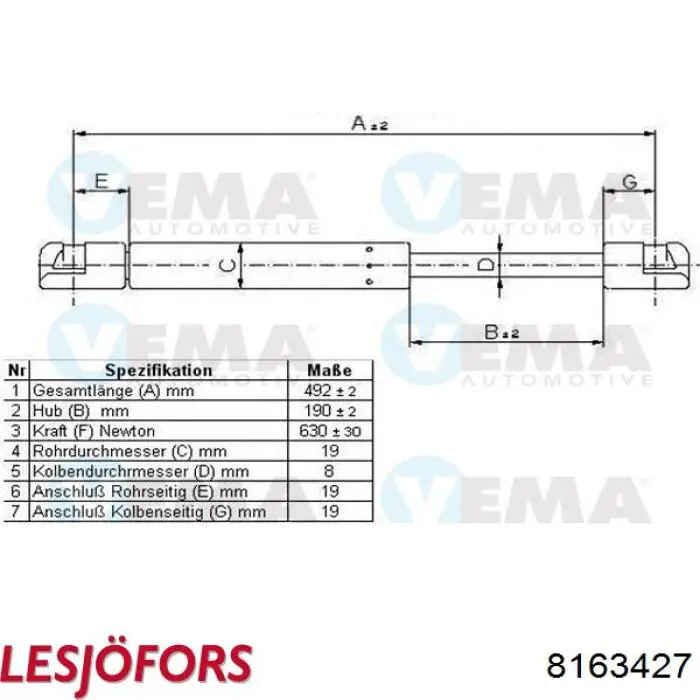 Амортизатор задней двери Lesjofors 8163427 цена, от 9.34 USD