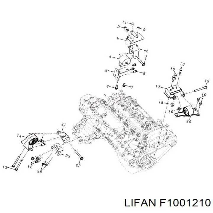 F1001210 Lifan coxim (suporte traseiro de motor)