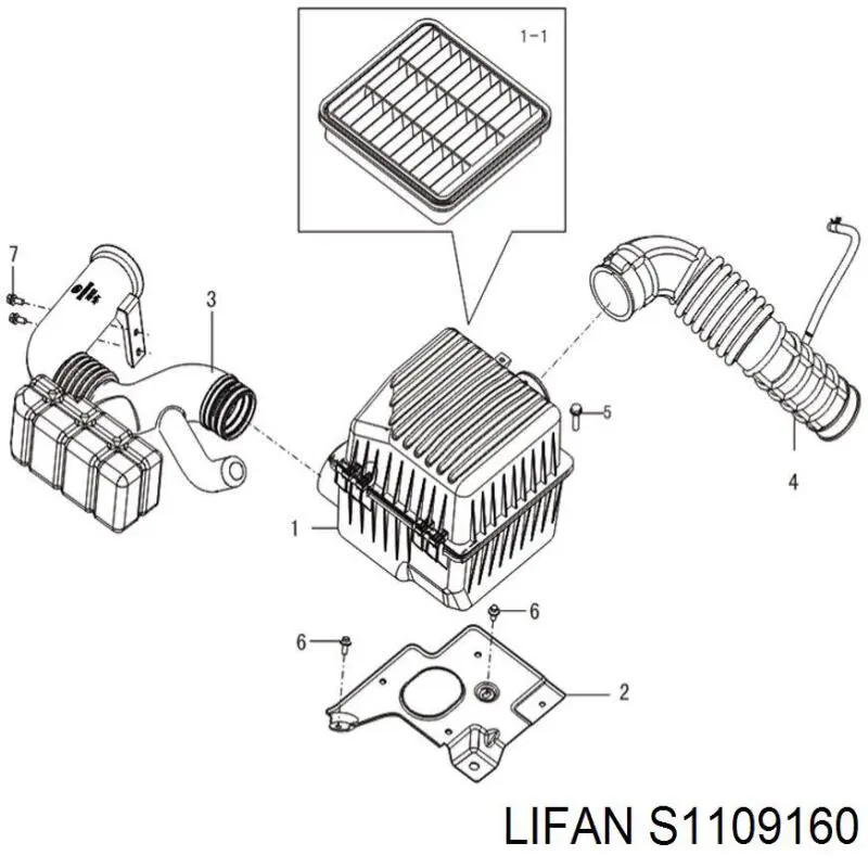 Воздушный фильтр на Lifan X60 (Лифан Х60)