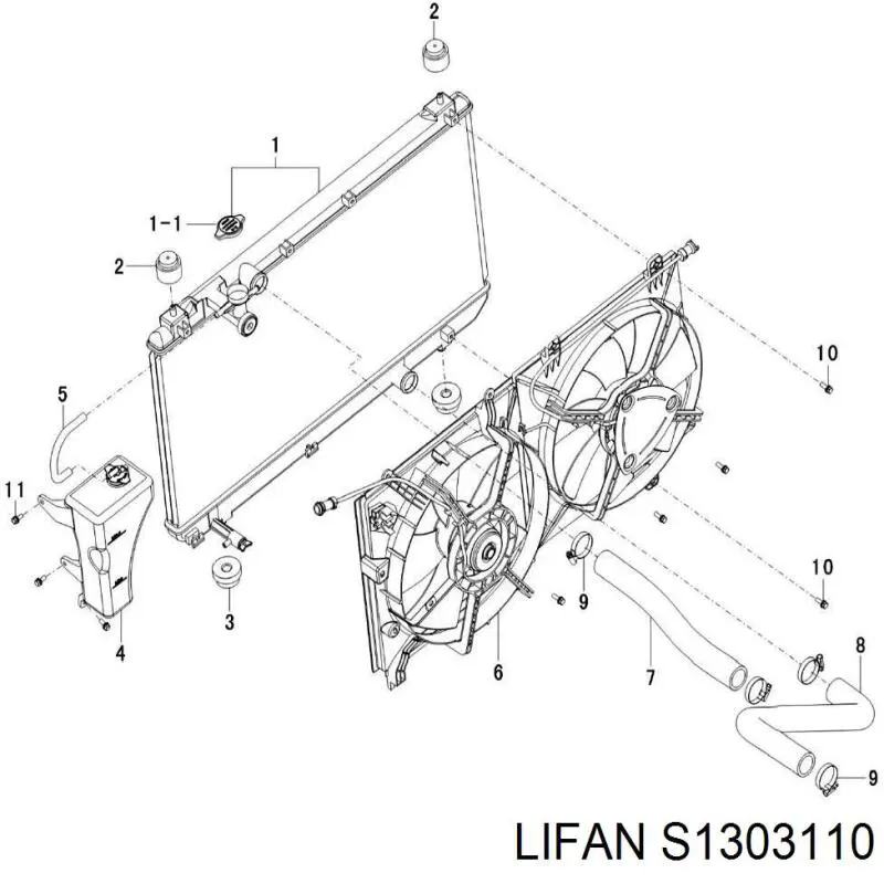 S1303110 Lifan шланг (патрубок радиатора охлаждения верхний)