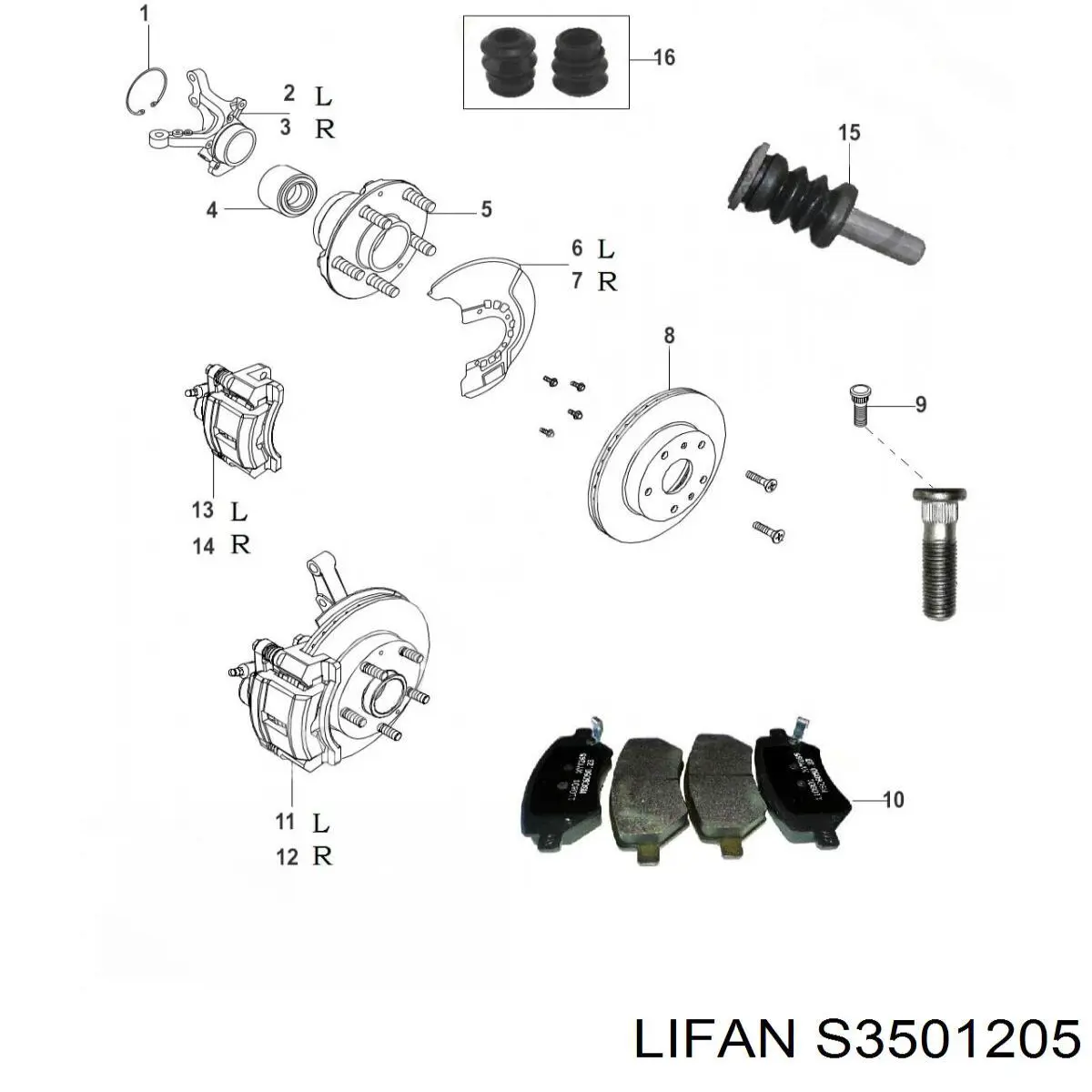 S3501205 Lifan guia de suporte dianteiro