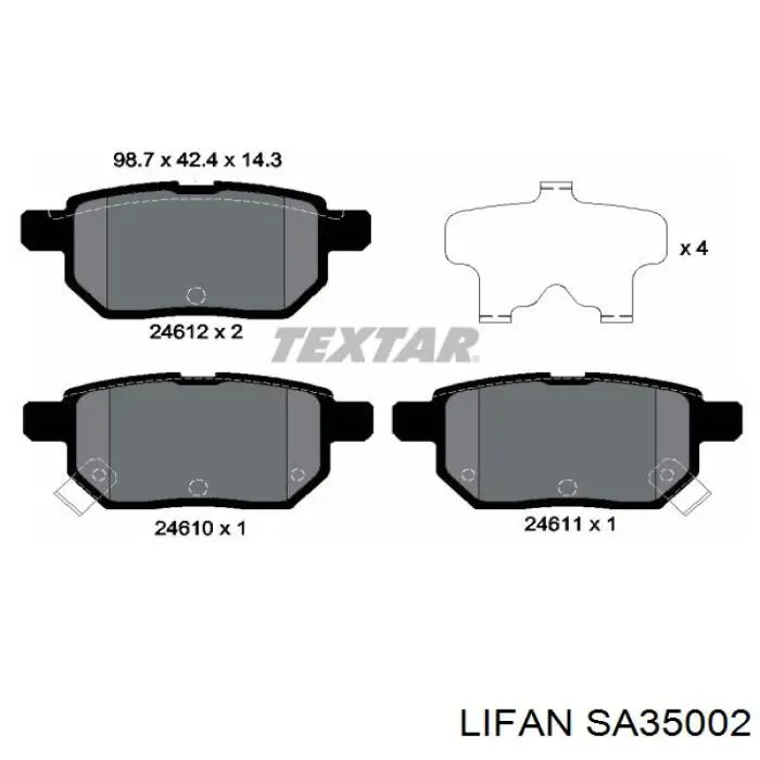 SA35002 Lifan sapatas do freio traseiras de disco