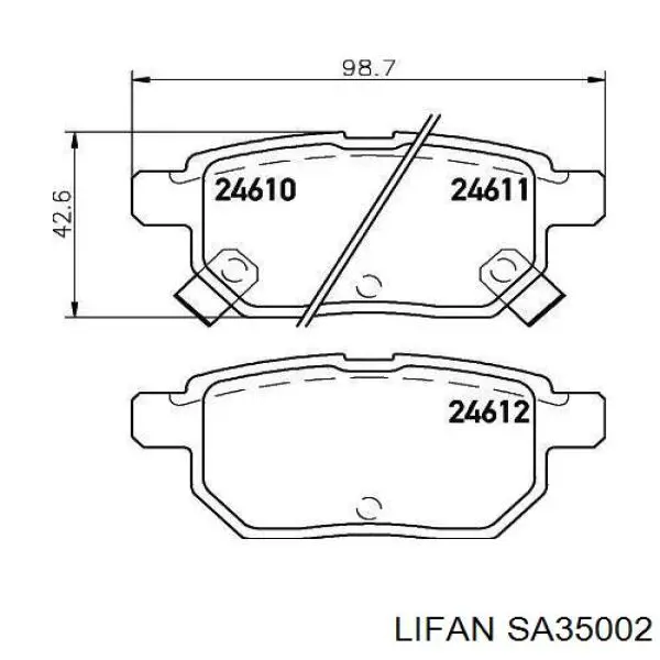 SA35002 Lifan Колодки тормозные дисковые комплект