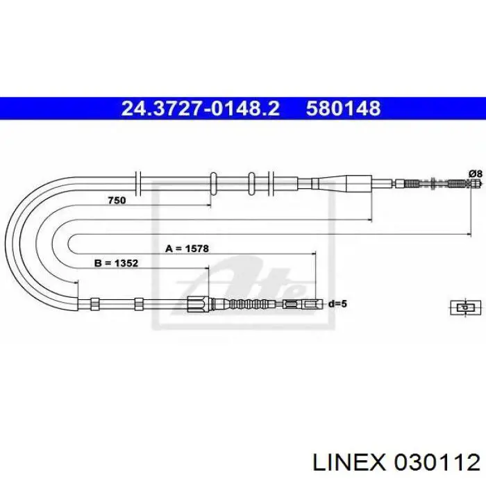 030112 Linex Трос ручного тормоза задний правый/левый