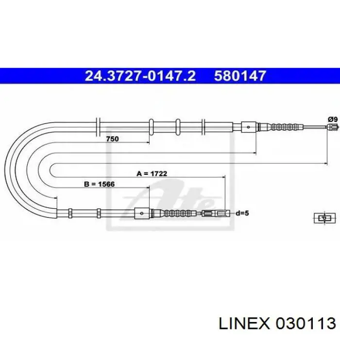 03.01.13 Linex cabo traseiro direito/esquerdo do freio de estacionamento