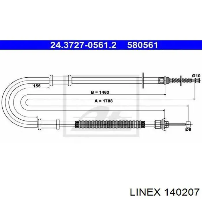 Трос стояночного тормоза задний правый Linex 140207 цена, от 11.61 USD