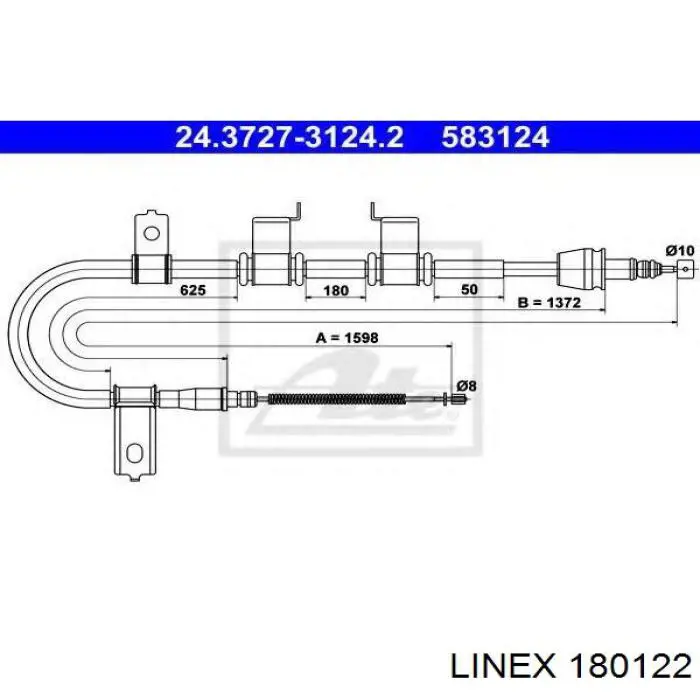 Трос ручного тормоза задний Linex 180122 цена, от 24.89 USD