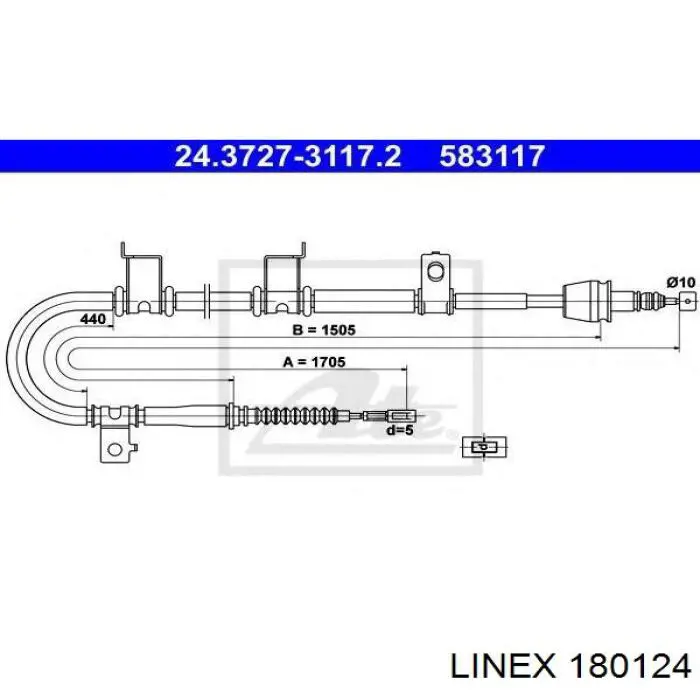 Купить 180124 Linex Задний правый трос ручника