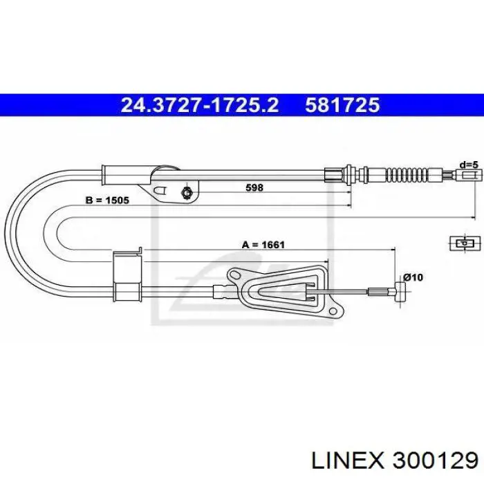 300129 Linex трос ручного тормоза задний правый