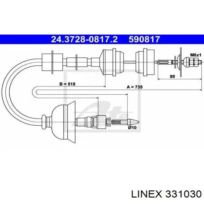 Трос сцепления Linex 331030 цена, от 10.72 USD