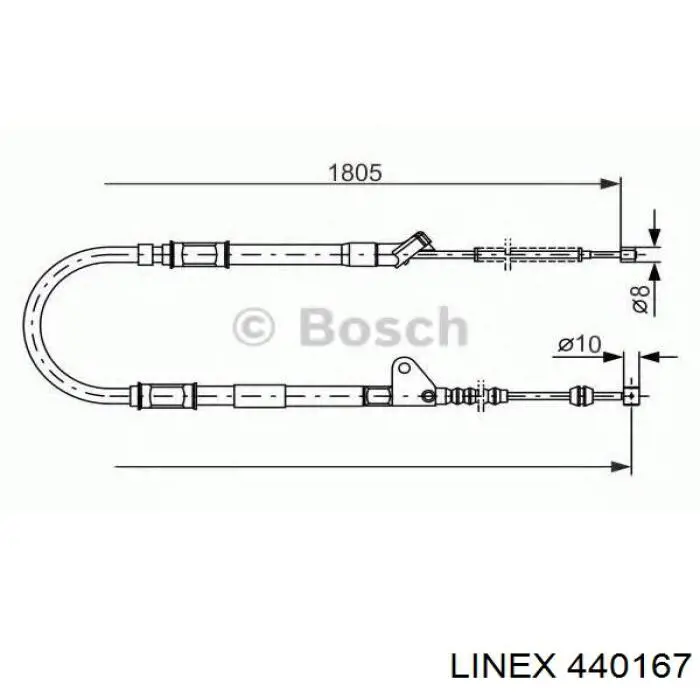 Купить 440167 Linex Трос стояночного тормоза задний левый