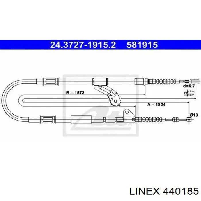 Задний правый трос ручника 440185 Linex