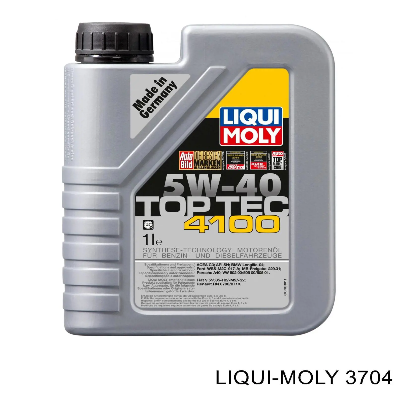 Моторное масло Liqui Moly Top Tec 4100 5W-40 Синтетическое 205л (3704)