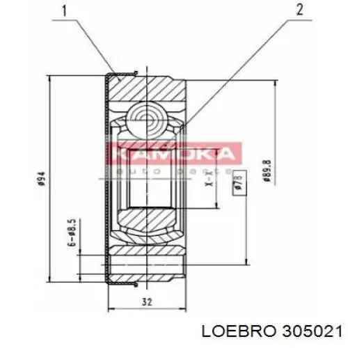 ШРУС внутренний передний 305021 Loebro