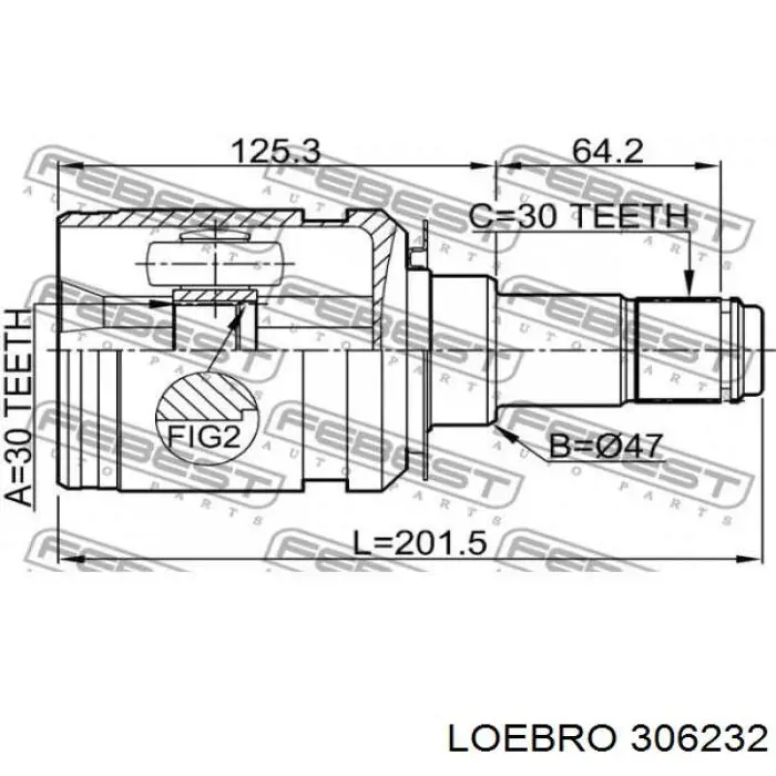 Купить 306232 Loebro Пыльник ШРУСа внутренний, передней полуоси, левый