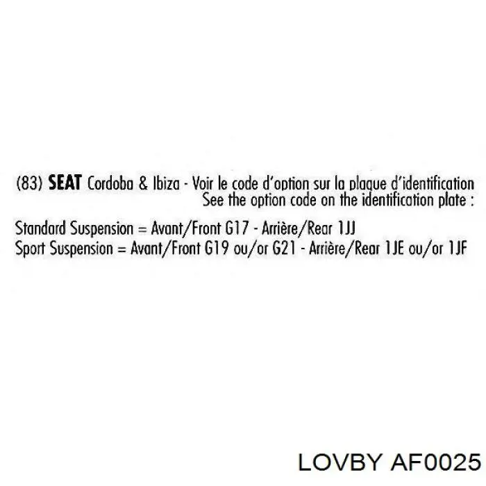 AF0025 Lovby амортизатор передний левый