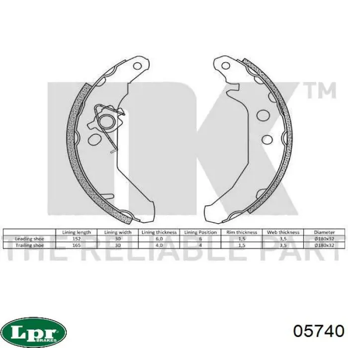 Барабанные колодки LPR 05740
